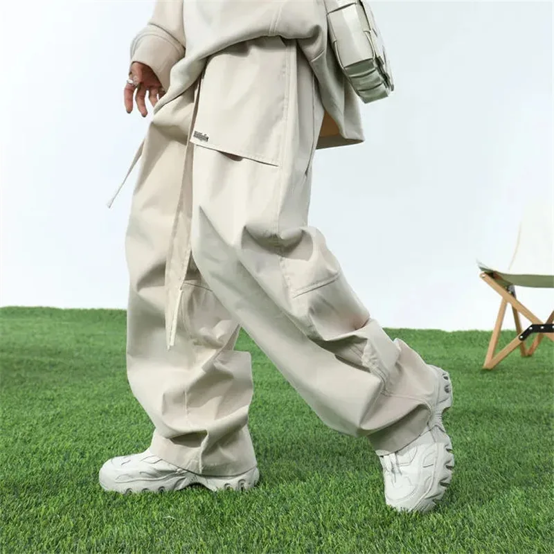 

Homme Japanese Streetwear Ppocket Tooling Wide-leg Pants Men's Tide Brand Baggy Straight Trousers For Men Pantalones Tipo Cargo