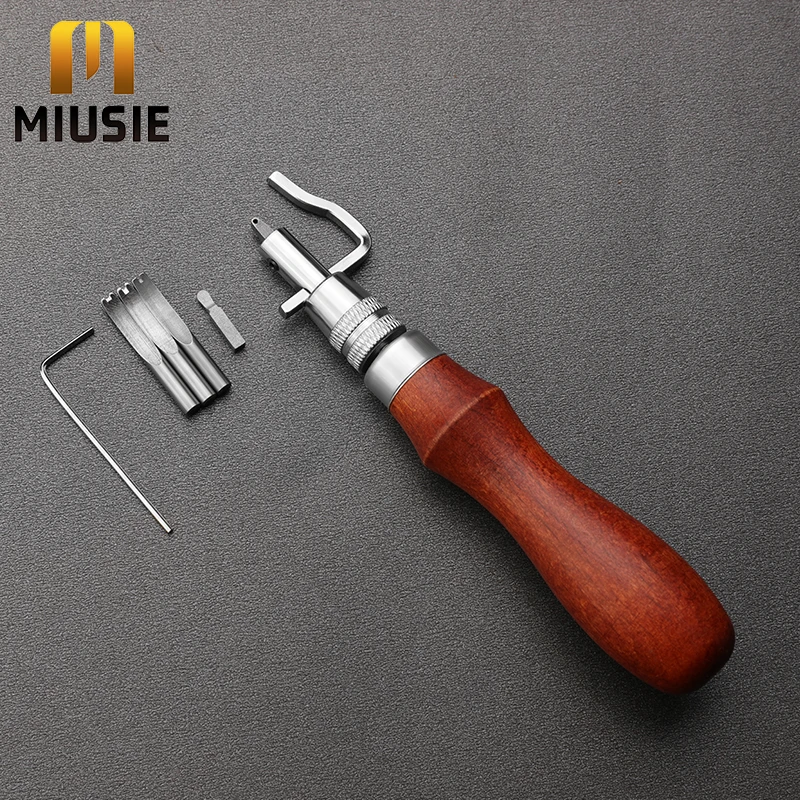 MIUSIE 7 In 1 Multifunctional Adjustable Leather Groover Stitching and Groover Edger Tool Leather Craft Shovel Device