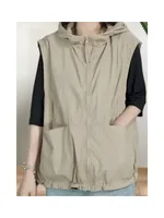Women's Faionable Lightweight Svel Hooded Vest Spring Summer New Sle Design Sun Protection Coat Casual All-Match