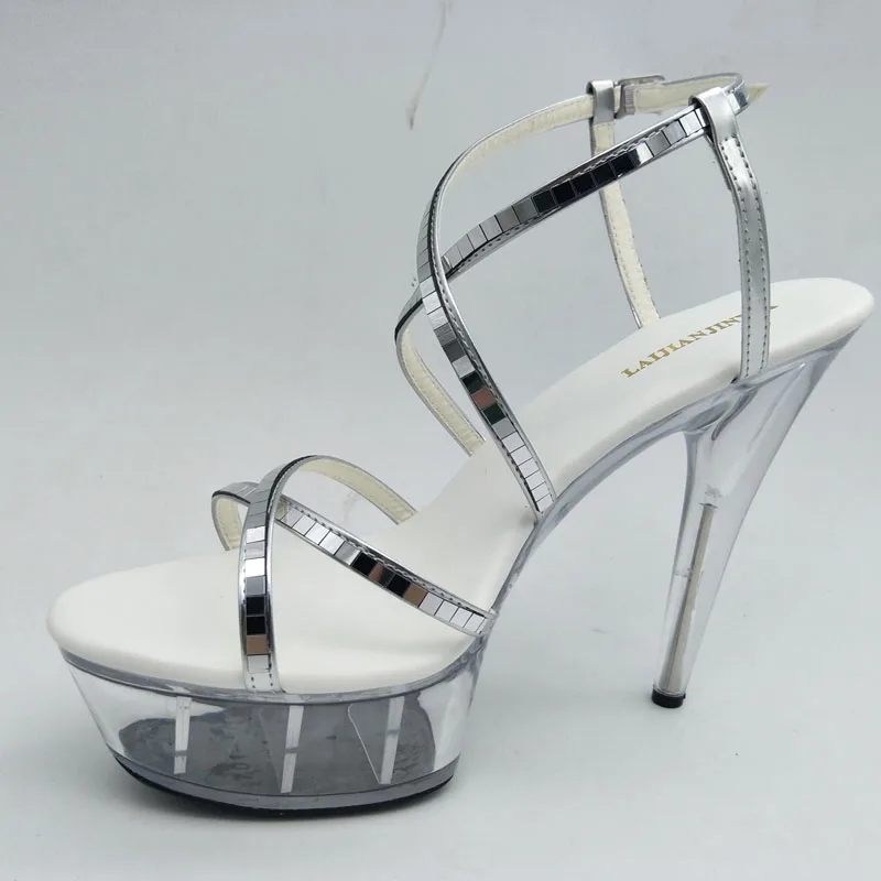 

LAIJIANJINXIA Новинка 15 см/6 дюймов ПУ Верх модные сексуальные экзотические высокие каблуки платформы женские сандалии для танцев на шесте K146