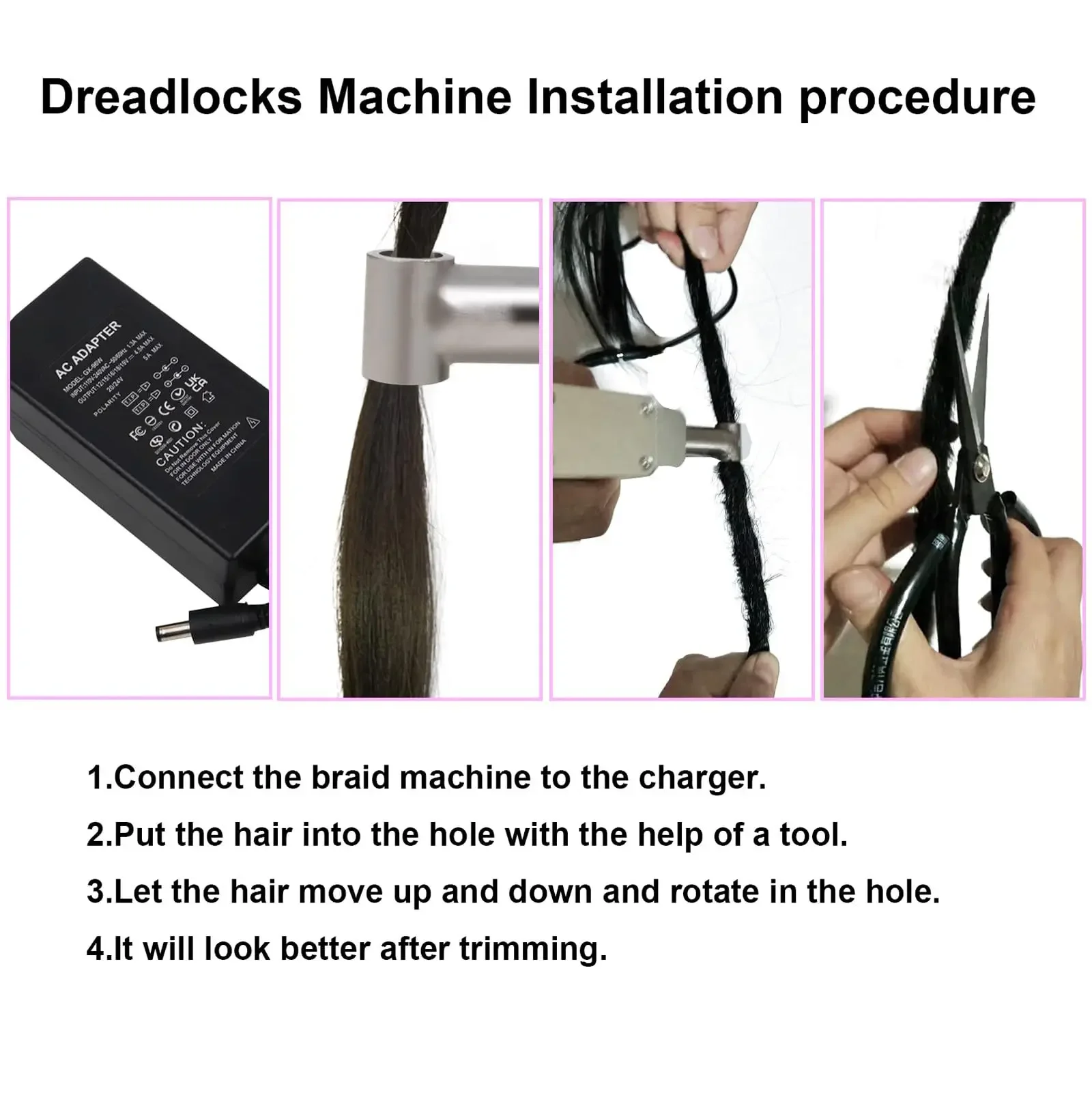 Upgrade New Generation Instant Electric Dreadlocks Machine Set with Three Size Head and Thick Needles 5