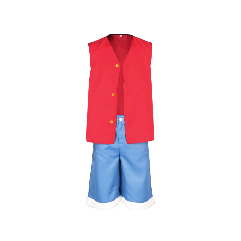 Kids Adult Luffy Cosplay Costume Hat Shirt Shorts Halloween Outfits