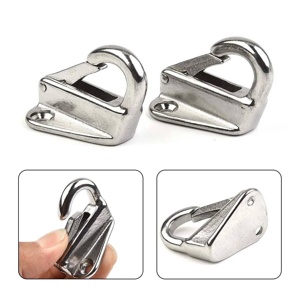 Spring Locked Fender Hooks 316 Stainless Steel Boat Spring Locked Fender Hook Snap Hook Rope Boat Sail Tug Ship Hardwares 2Pcs fender hook