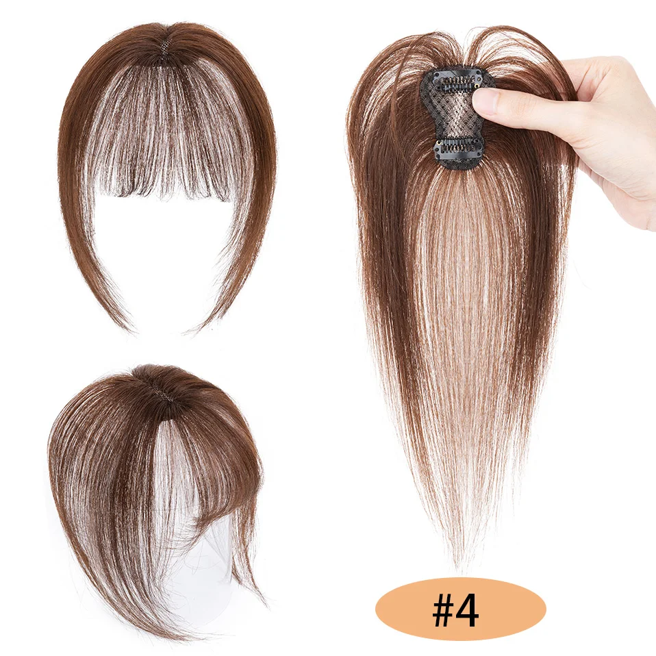 Sego 3d Pony 360 ° Cover Clip in Pony Echthaar Clip auf Pony für Frauen Fransen Haar Topper für den täglichen Gebrauch schwarz braun – Detail 7