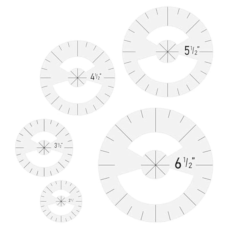 GIGI 5Pcs Circle Ruler Quilting Template Set Circle Templates For Quilting Rulers Acrylic Rulers
