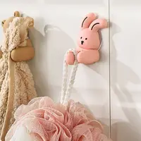 Silicone Bunny Toothbrush Holder Wall-mounted Cartoon Shaver Wire Storage Hook Suction Cup Rabbit Bear Toothbrush Holder 1