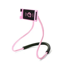 Universal Extendable Neck Hanging Phone Holder with 360° Rotating Mount (Pink)