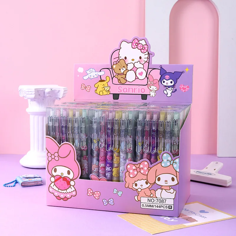 

6-144pcs/Lot Cute Sanrio Ballpoint Pen Creative Cartoon Metal Hanger Pen Student Personality Office School Supplies Wholesale