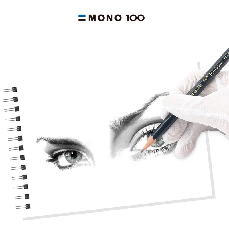 12pcs TOMBOW MONO100 블랙로드 드로잉 연필 일본 고급 나무 연필 디자인 드로잉 아트 연필 학교 문구