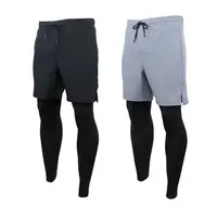 Men's Running Pants 2 In 1 Cropped Pants Compression Running Trousers Quick Dry Fitness Gym Leggings Training Bottoms 1