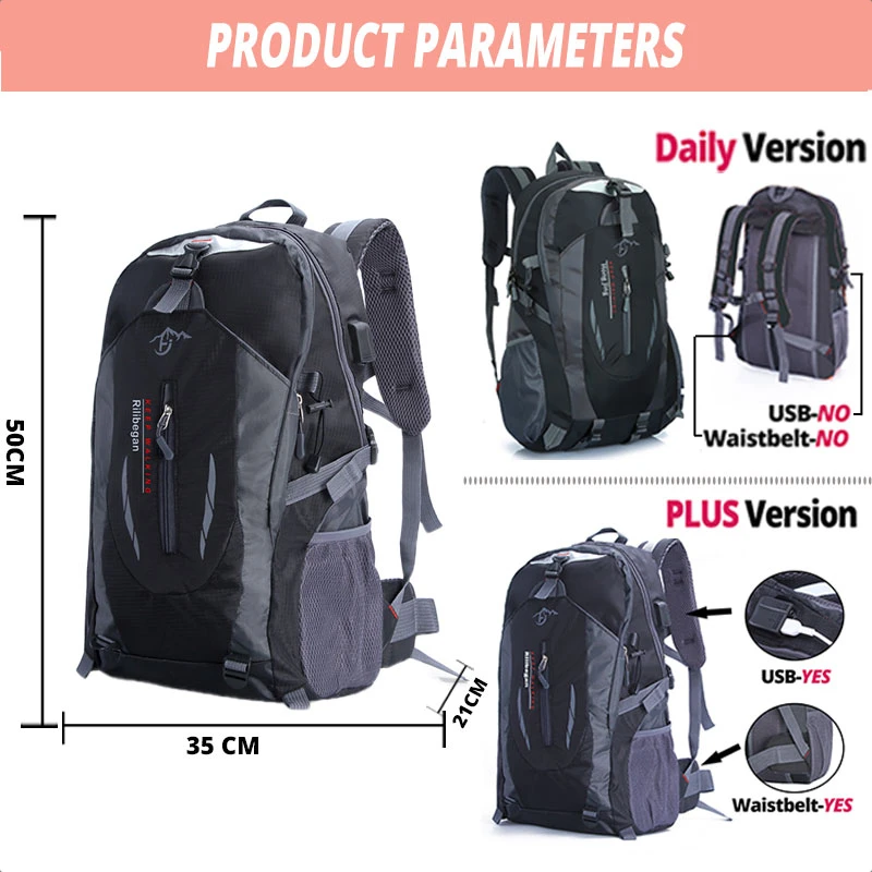 Quality Nylon Waterproof Travel Backpacks Men Climbing Travel Bags Hiking  Backpack Outdoor Sport School Bag Men Backpack Women