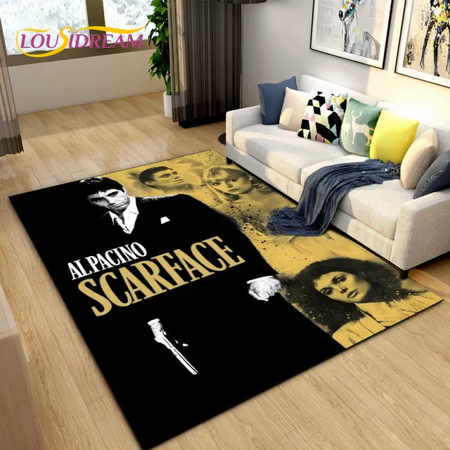 거실에서 사용할 수 있는 멋진 영화 Scarface-대형 3D 인쇄 영역 러그