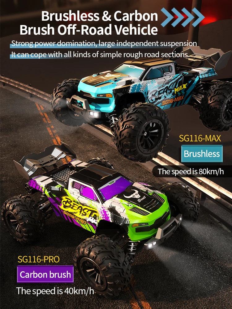 Rc Car Parts JHD SG116 MAX 1:16 High Speed Drift Racing 80KM/H Brushless Motor 4WD SG116 Pro 40KM/H RC Car Off Road Toys Car Gifts