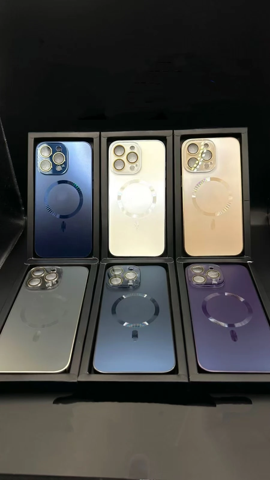 10 pcs  Lens Film Titanium Gold Magnetic Shell Dustproof and Anti-drop Protective Case for iPhone 17 16 15 14 13 12 11 Pro  Max