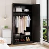 Metal Armoire Wardrobe Closet with 2 Doors 72'' Wardrobe Cabinet with Hanging Rail Metal Closet with Adjustable Shelves for Bedr 2