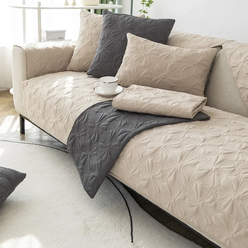 

Cotton Skin-friendly Sofa Cushion Cover Towel Non-slip Couch Seat Cover Breathable Jacquard Slipcover Loveseat Chair Protector