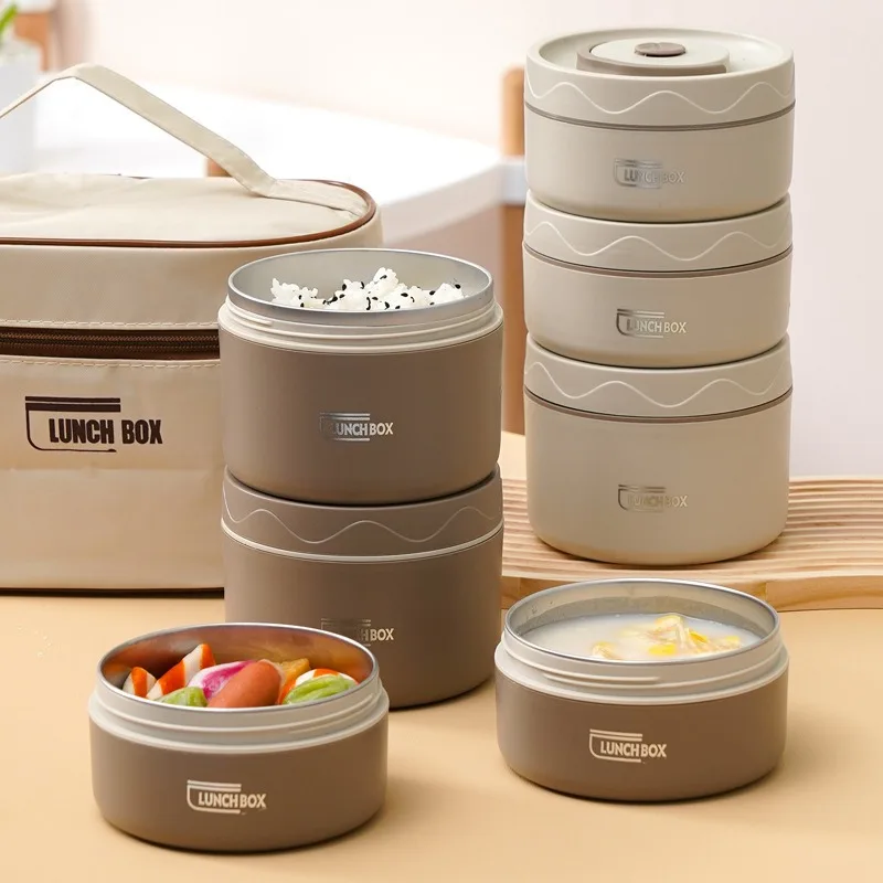 Microwavable Portable Insulated Food Container Lunch Box Stainless Steel Bento Box Insulated Leakproof Thermal Lunch Bag Set lunch box
