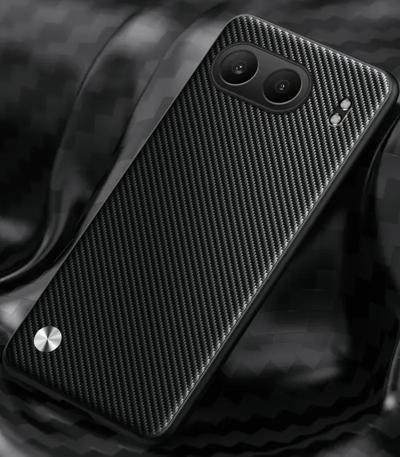 Carbon Fiber PU Leather Matte Shockproof Soft Frame Case Shell
