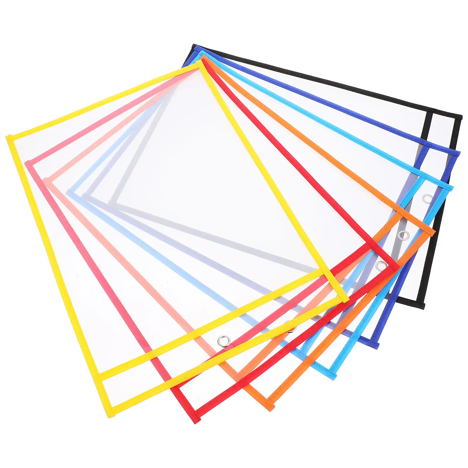6Pcs 건식 지우기 포켓 교사 학생 교실 용품을 위한 재사용 가능한 투명 슬리브 종이 시트 보호