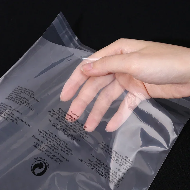 100pcs Self-adhesive Clothing Bags English Anti Suffocation Warning Self-adhesive Transparent Plastic High Transparency Pack Bag 6