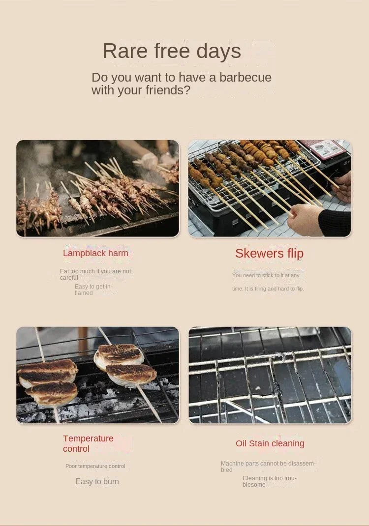 Description Picture 3 of item220V smokeless automatic rotary barbecue machine, barbecue machine, skewer machine, fully automatic electric oven