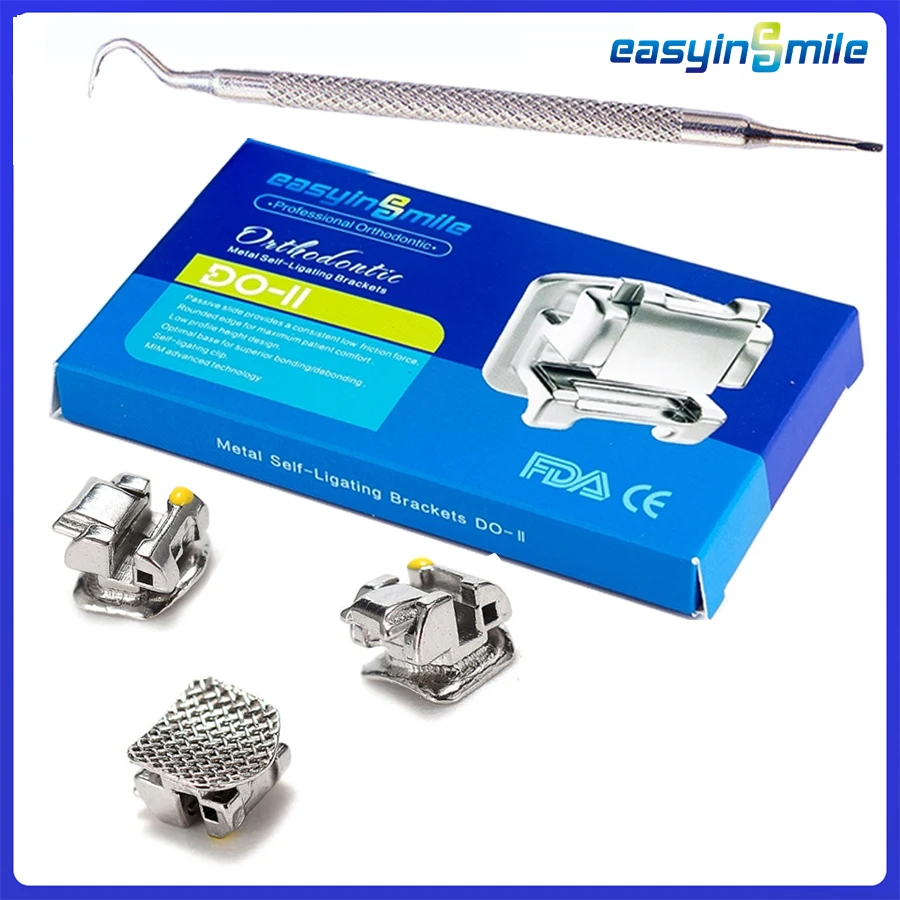 Easyinsmile ทันตกรรมวัสดุสําหรับโลหะ Self Ligating Roth/MBT 345 สล็อต 022 Orhto Bracket Mini Braces 1