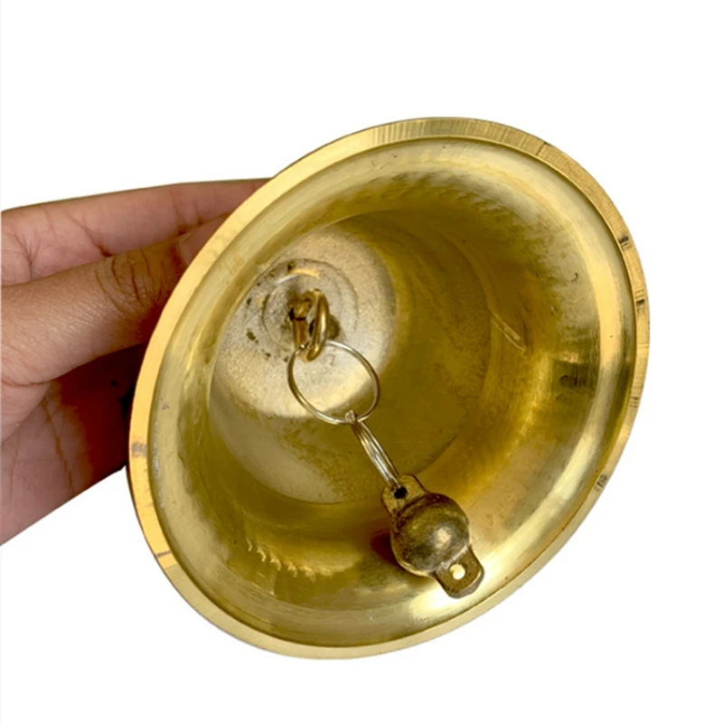 Large Engraved Copper Bells, 100% Brass Handicraft, Loud Clear Sound, School Meditation, Church, Creative Gift, 12 cm 4