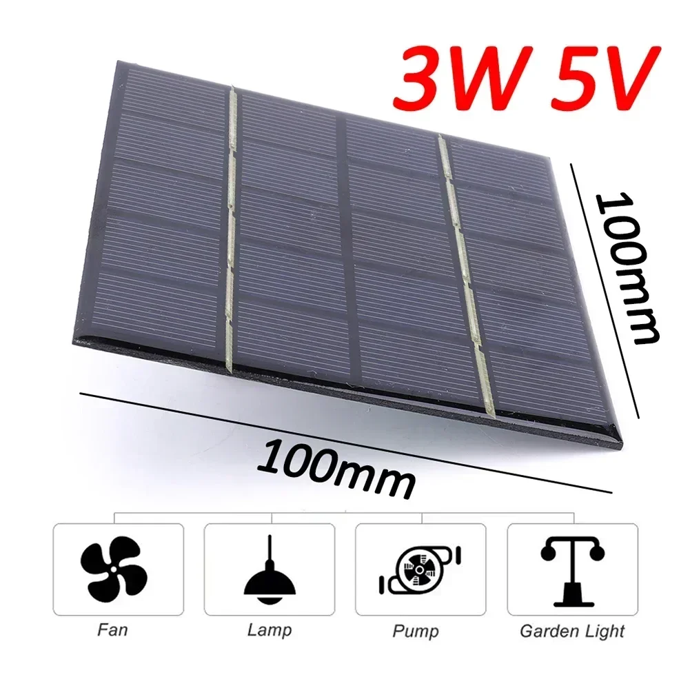 Portable Solar Panel Solar Panel Portable Solar Charger 1pc Outdoor Solar Panel 3W 5V Portable Fast Charger Polycrystalline 100X100MM For Low-power Electrical Appliances Solar Systems