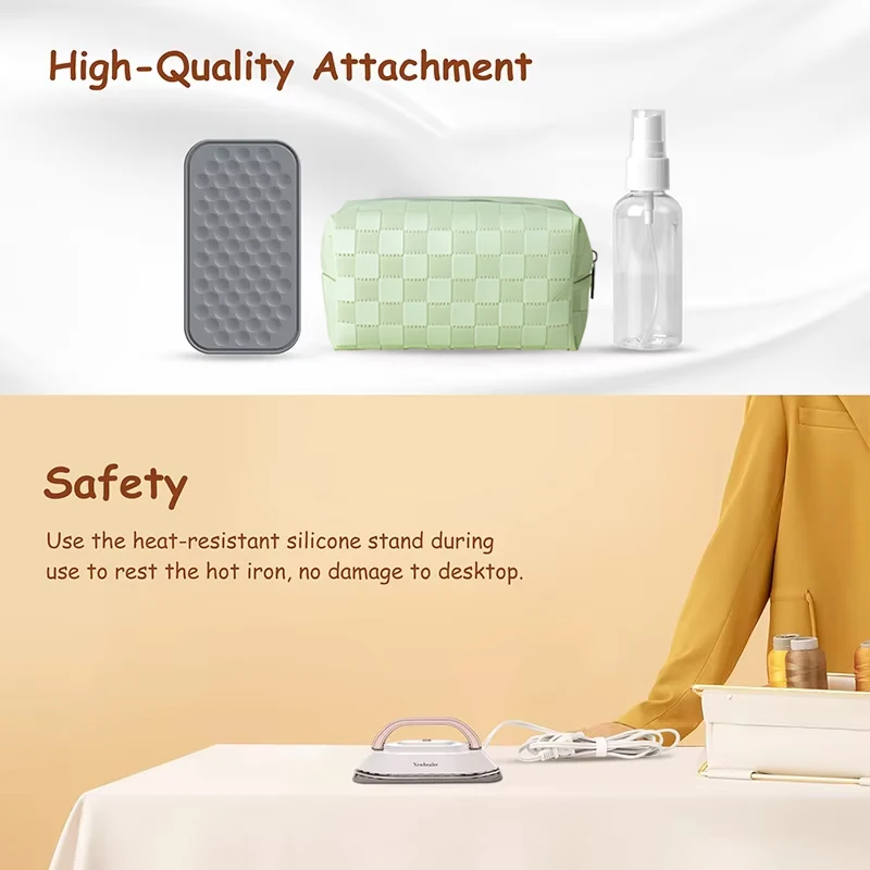 Handheld Mini Electric Dry Iron 120V/220V Dual-voltage 30S Heat Non-steam Garment Irons for Clothes Portable Lightweight Travel 6