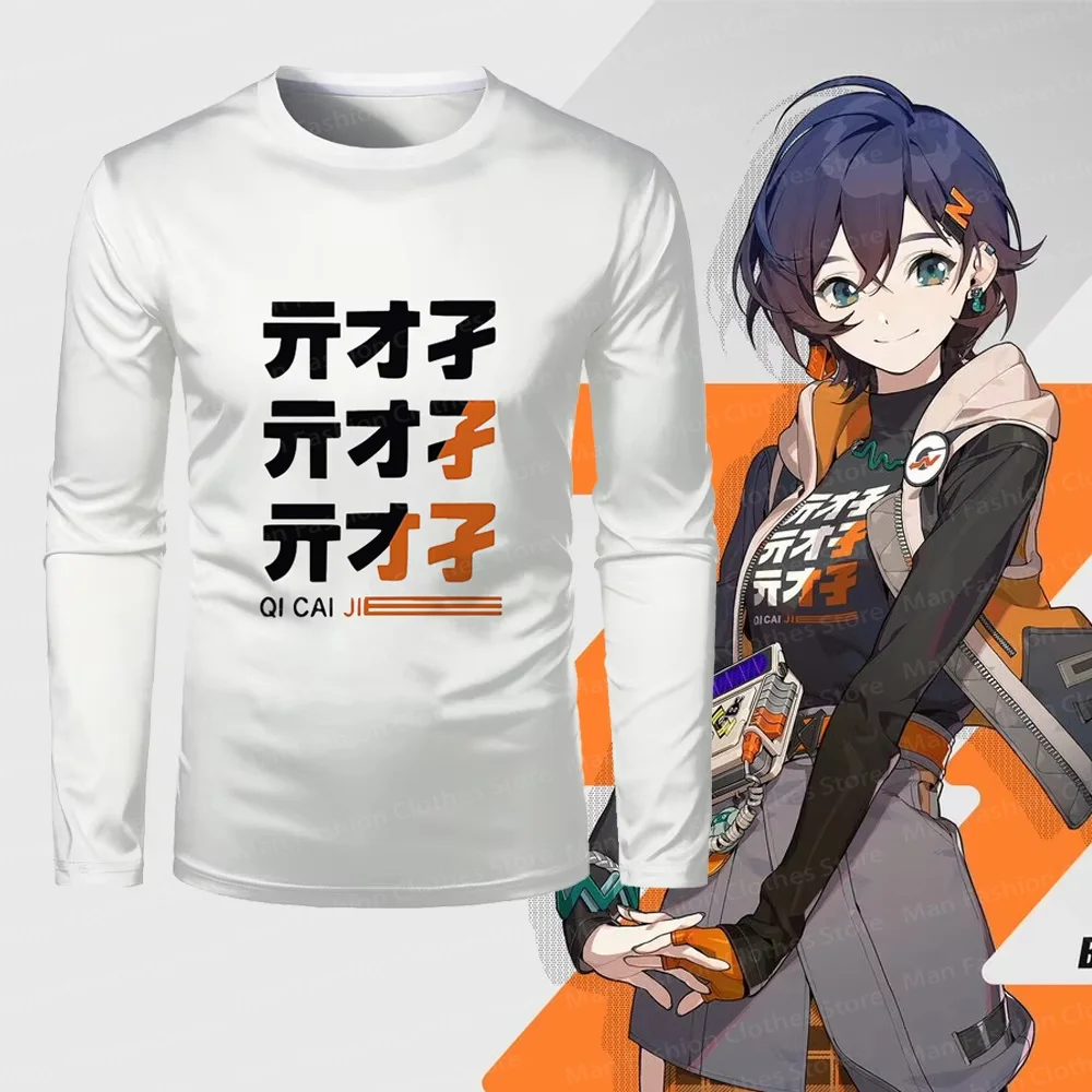 2024 MiHoYo Game Zenless Zone Zero Print T-shirt ZZZ Role Wise Belle Graphic Long Sleeved T Shirt Harajuku Men Women O-neck Tees 2