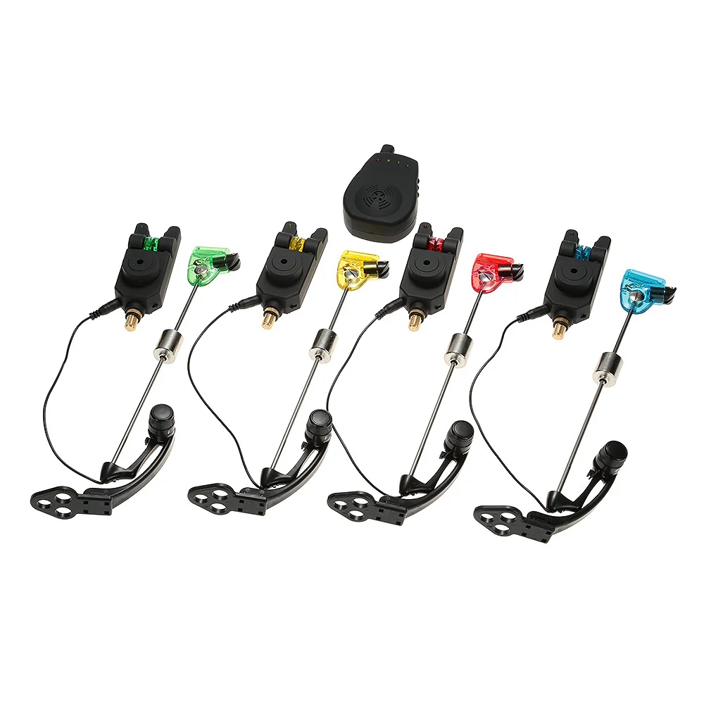 

Lixada Wireless Fishing Bite Alarms Set 1 Receiver Plus 4 Alarms With 4pcs Carp Fishing With A Zippered Box Fishing Tackles