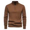 2024 New Autumn and Winter European Size Stand Collar Men's Sweater Half Zipper Solid Color Sweater High Quality Pullover 3