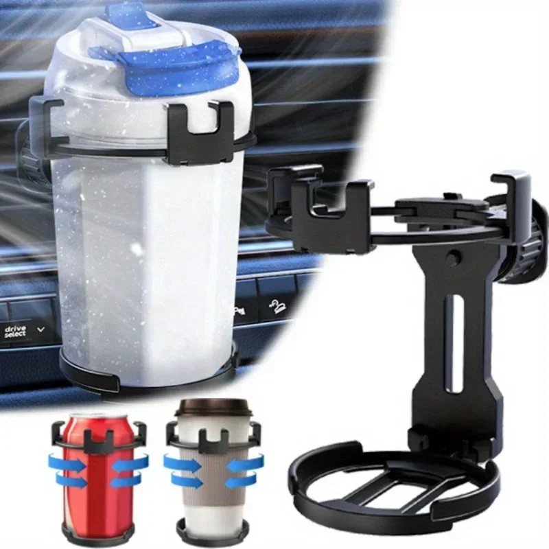2-in-1 Car Air Vent Phone Mount & Cup Holder. Universal Adjustable Drink Stand for SUV/Truck/Van. Securely Holds Phone & Coffee/