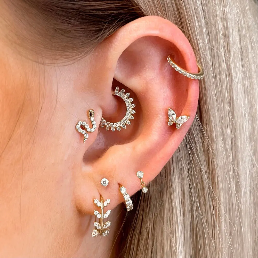 Tragus Piercing pendiente para mujer mariposa serpiente Piercing Daith