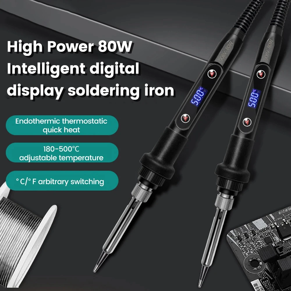 

80W Electric Soldering Iron Adjustable Temperature LED Digital Display Thermostatic Iron Suitable for Jewelry Electrical Repair