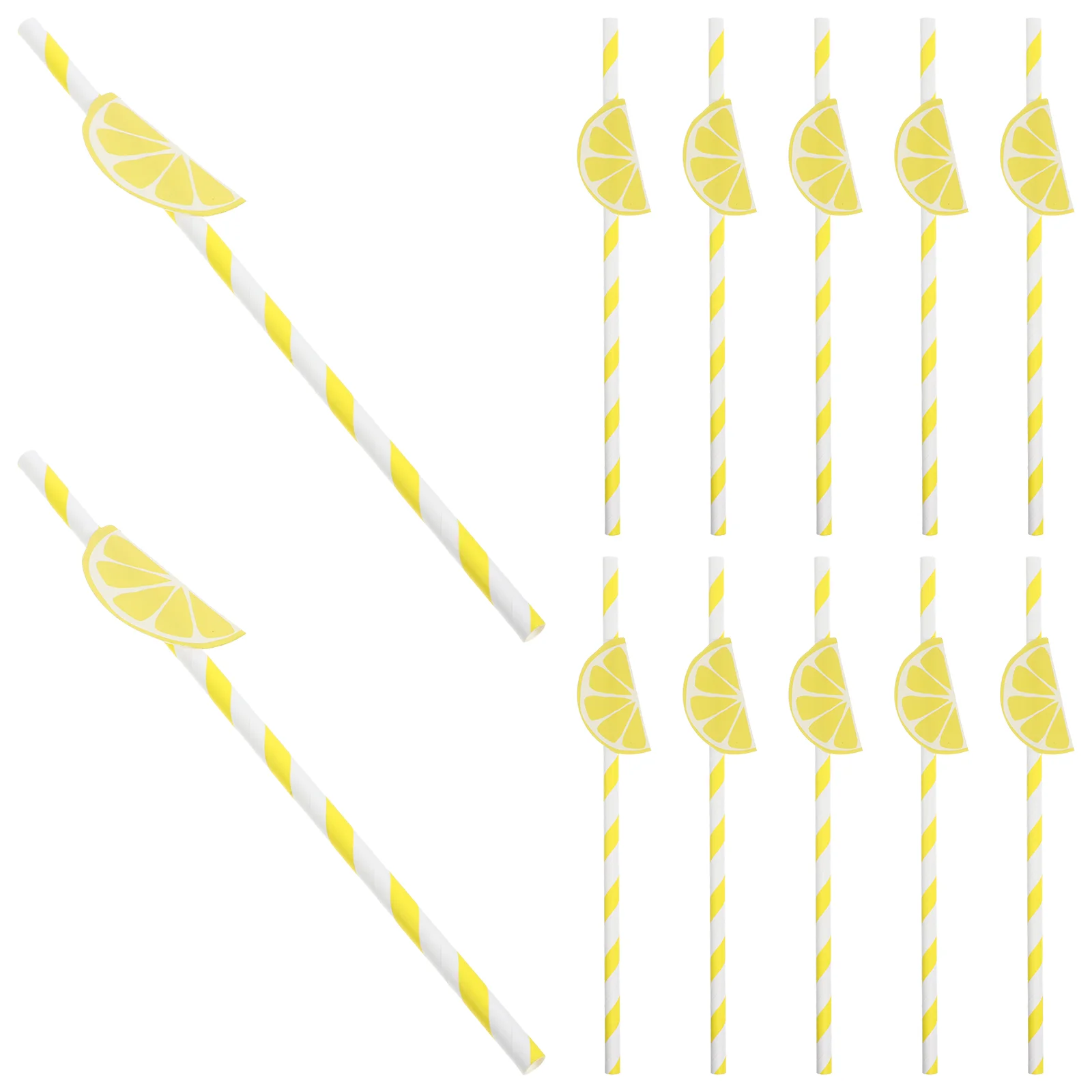 20 Pcs Lemon Paper Straws Fruit Birthday for Bachelorette Party Cup Yellow Holiday Milk Tea Drinks