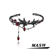 MASW Original Design Hot Cool Style Black Crow Red Flower Bracelets For Women Girl Gift 2025 Trend New Fashion Accessories 1