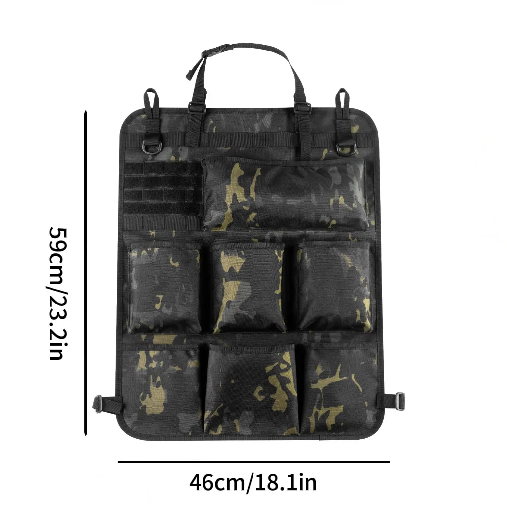 Organizer Universale per Sedile Auto Stile Militare, Borsa Portaoggetti Mimetica con 7 Tasche, Organizer Tattico per Auto, Camion, SUV - immagine 6