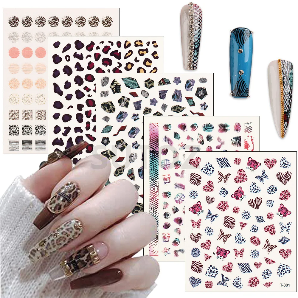 

1Pcs Leopard Print Stickers For Nails Wild Animal Sexy Snake Zebra Tattoo Designs Transfer Slider Nail Art Supplies And Decor