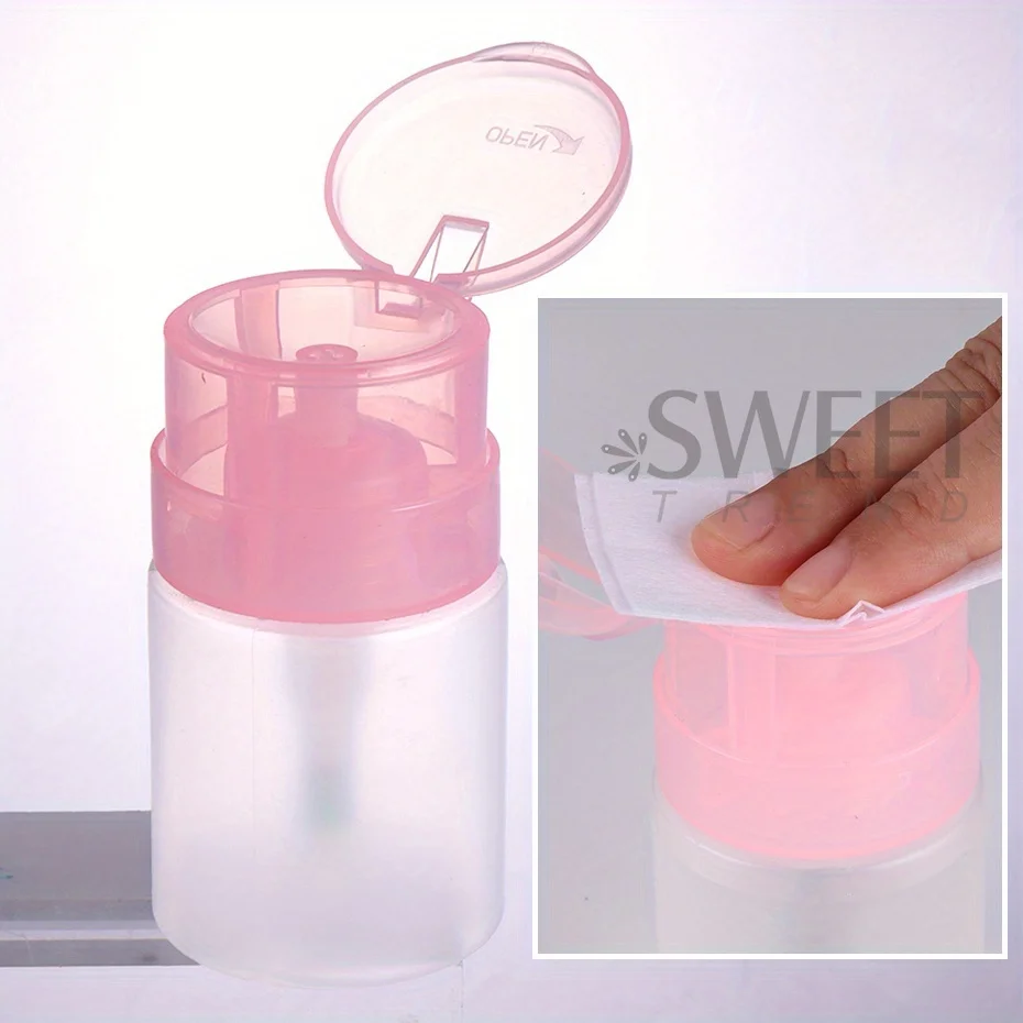 100/200ml Empty Press Pump Dispenser Plastic Lockable Leak-proof Nails Polish Remover Pressed Bottle Makeup Tools Liquid Storage 2