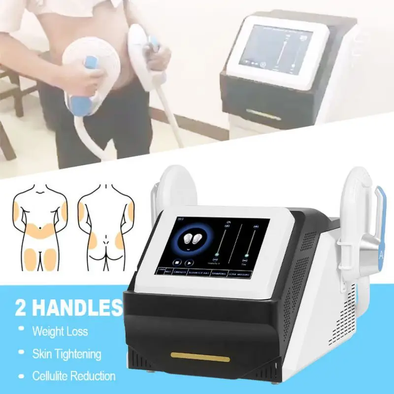 

Portable Device Building Emslim Machine Slimming Beauty Powerful 2Handles Ems Electric Muscle Stimulator High Efficiency