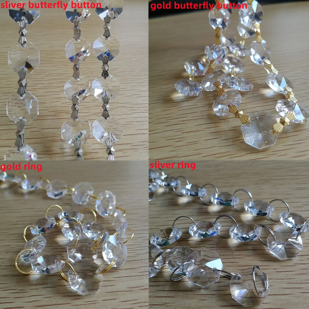 Crystal Beads Garlands Crystal Beads All Colors 14mm Crystal Glass Octagon Beads Chains 1m Hanging Strand Garlands for Curtain Decor Home Wedding FengShui Decoration