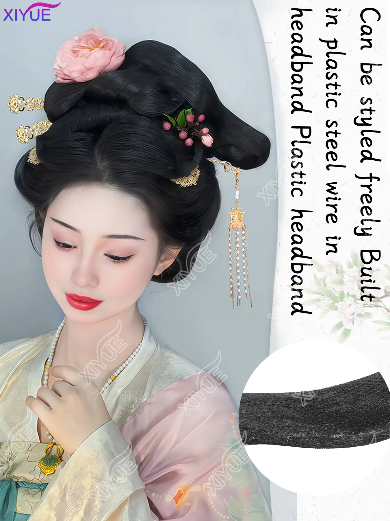 XIYUE Hanfu wig headwear female one-piece small Taiping bun Tang style ancient costume daily performance styling hair cushio