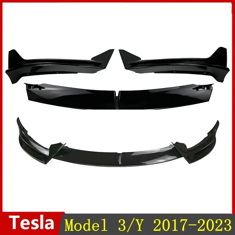Auto Exterior Parts Front Bumper Lip Chin Diffuser Body Kit Spoiler Deflector Tuning Accessories For Tesla Model 3-Model Y -