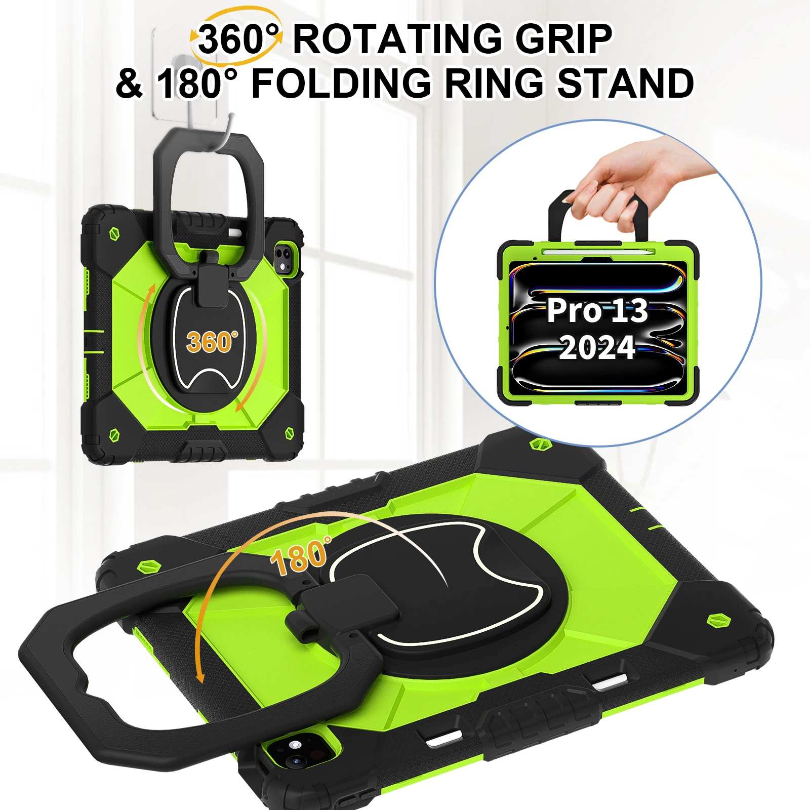 Rugged Armor Case For Ipad Pro With Rotating Stand Silicone Pc Cover_voghion.com