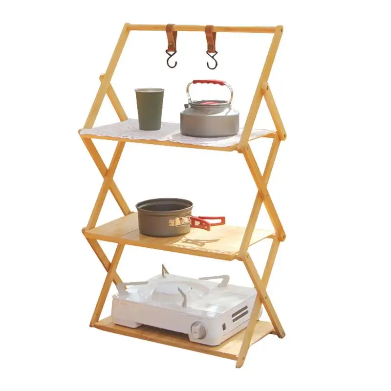 

Складная полка для кемпинга, портативный складной стол для кемпинга с несколькими уровнями, износостойкий Компактный складной стол для кемпинга