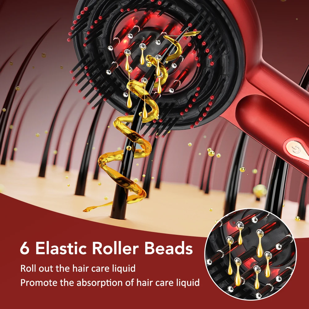 Electric Head Massager Hair Growth Comb Micro-current Scalp Relax Massager Red Blue Light Therapy Oil Applicator Anti-Hair Loss