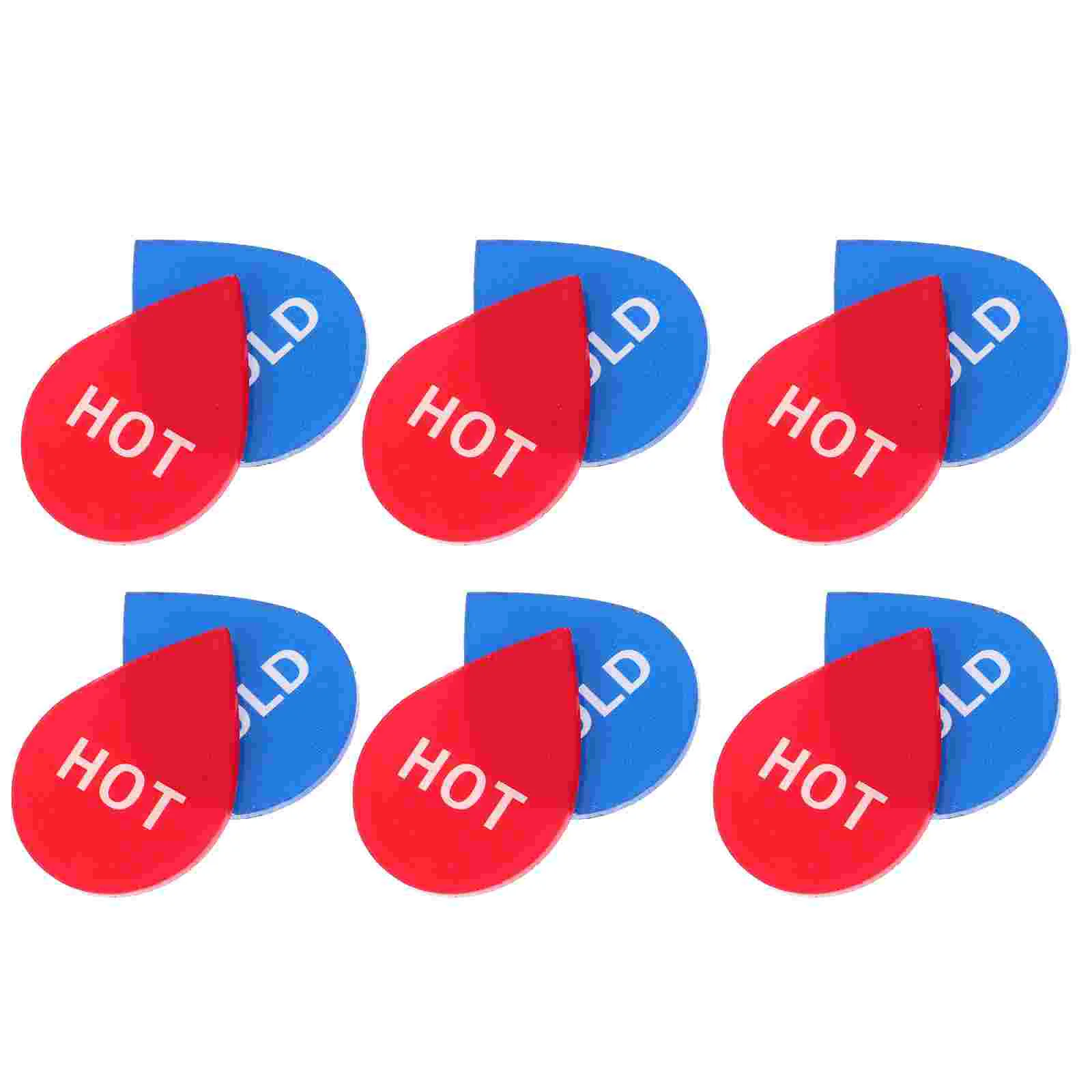 Cold Hot Water Labels Stickers Taps Faucet Heater Signs Shower Bathrooms Square Water Sticker Signs Traffic Signal 6 Pairs