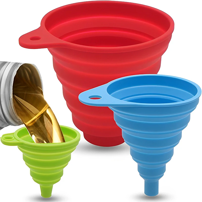 Fuel Tank Funnel Adaptor Foldable Engine Funnel Car Universal Silicone Liquid Funnel