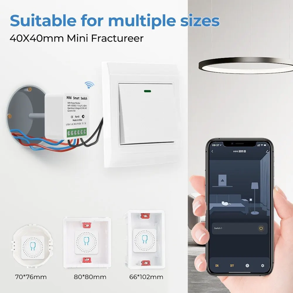 ONENUO Tuya 16A WiFi Mini Swith Wifi Smart Switch Module 2 Way Control Smart DIY Switches Smart Life APP Alexa Google Home 3